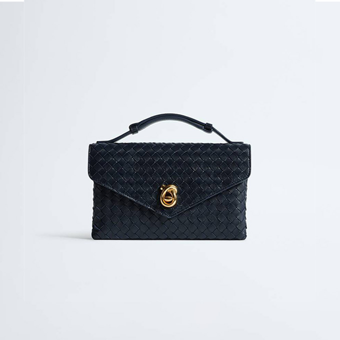 bottega veneta knot lock woven crossbody bag #817191